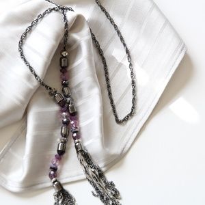 ✨SALE✨LOFT purple + metal tassel rope necklace